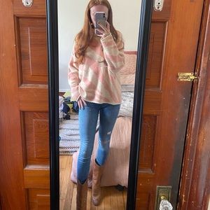 POL Subtle Zebra Turtleneck Sweater Shirt, Size M